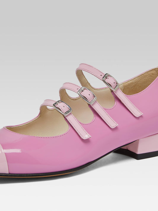 Julia - Bi-pink upcycled patent leather Mary Janes ballet flats - Image number 3