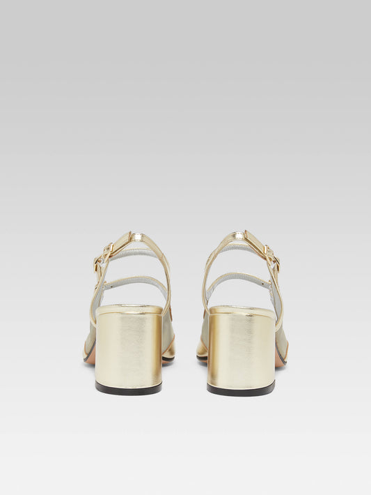 Bananight - Platinum laminated leather and mesh slingback Mary Janes - Image number 4