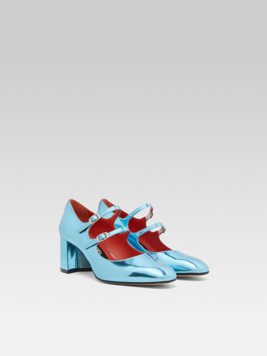 Alice - Lagoon blue reflex leather Mary Janes pumps - Image number 3