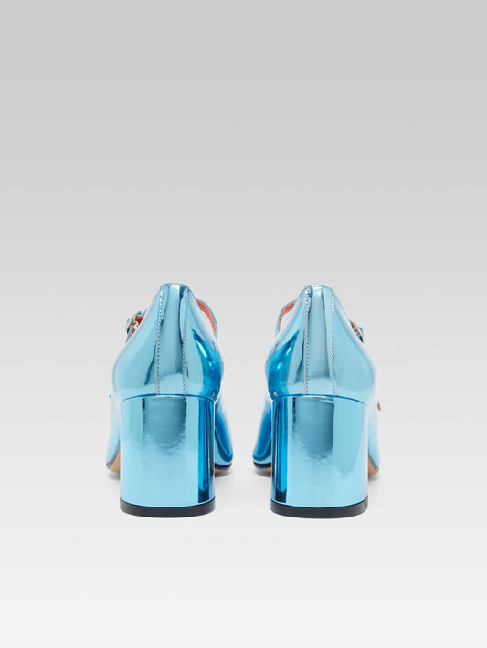 Alice - Lagoon blue reflex leather Mary Janes pumps - Image number 6