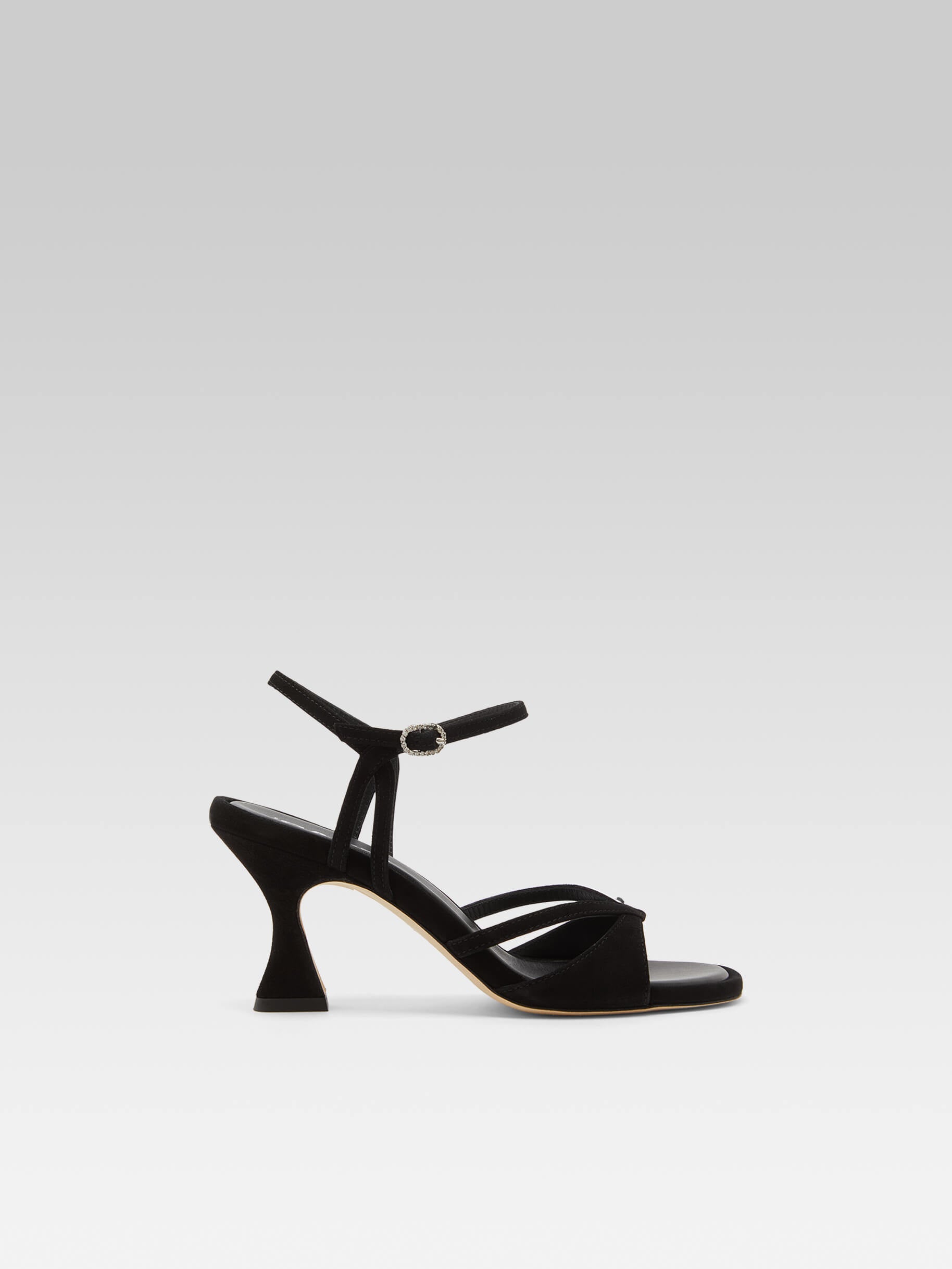 Apollo - Black suede leather strass buckle sandals - Image number 1