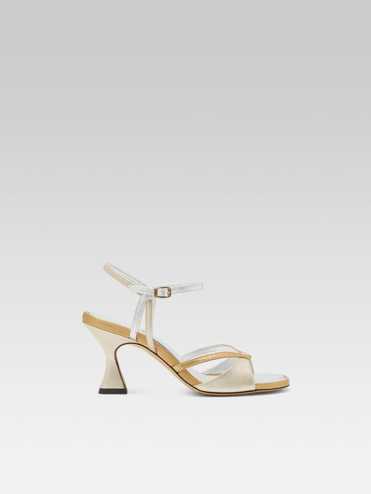 Apollo - Platinum multi-laminated leather sandals