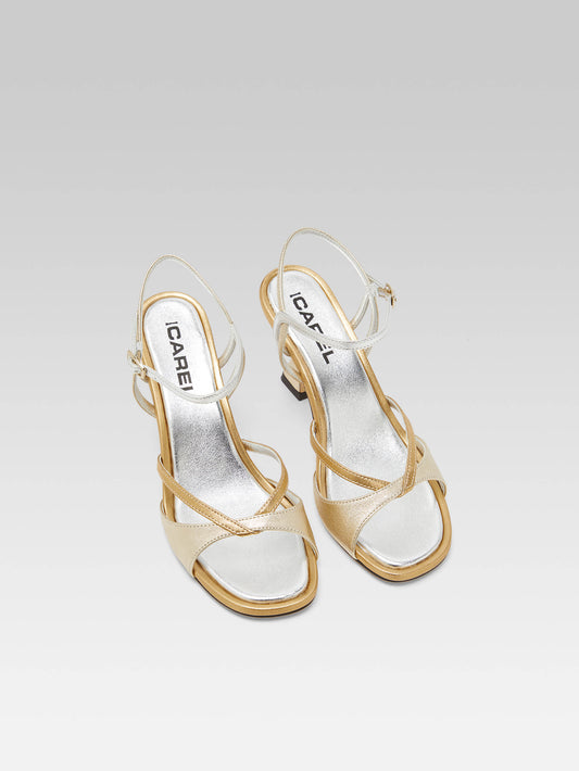 Apollo - Platinum multi-laminated leather sandals - Image number 5