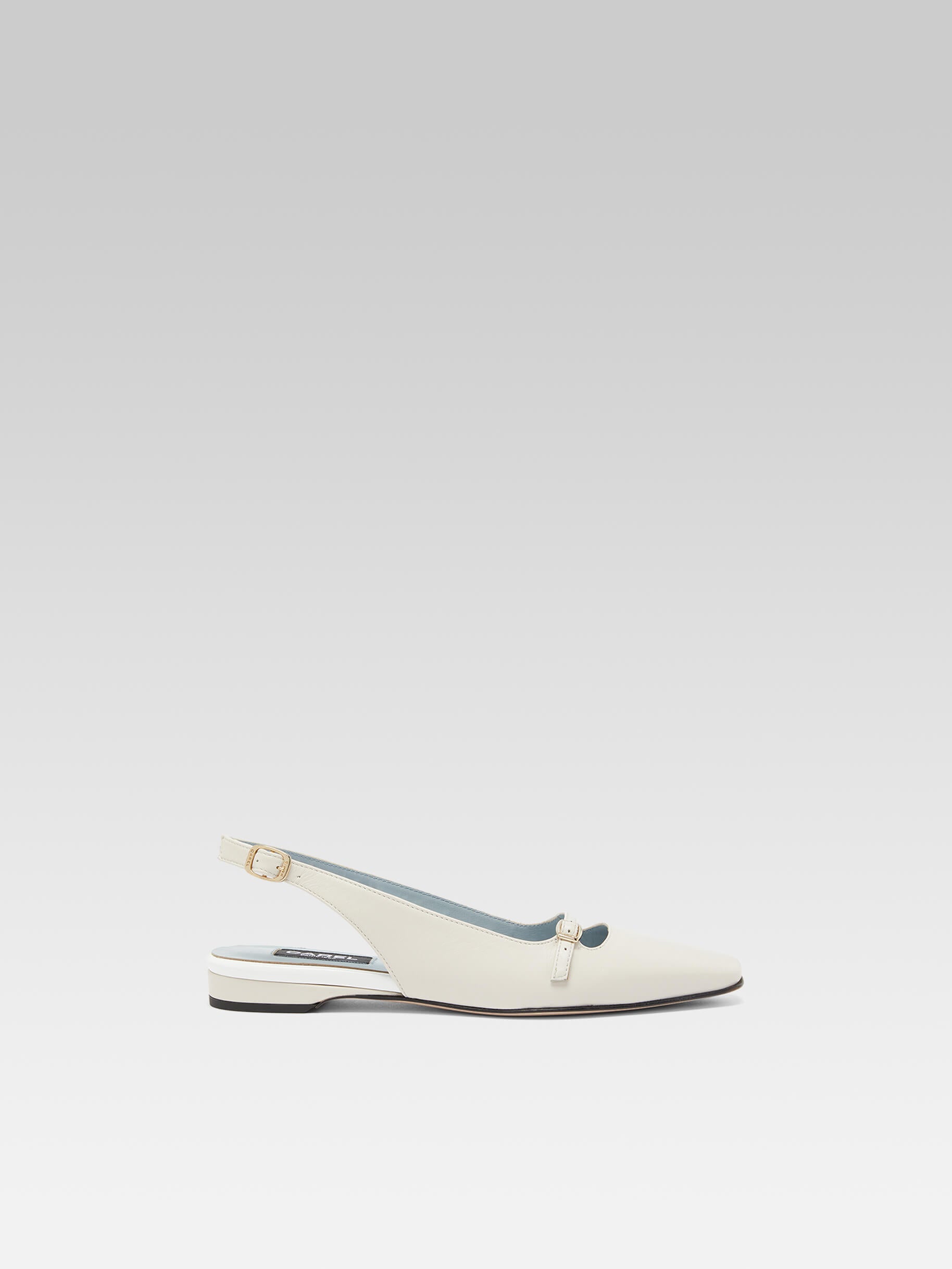 Ninon - Ivory leather slingback ballerinas