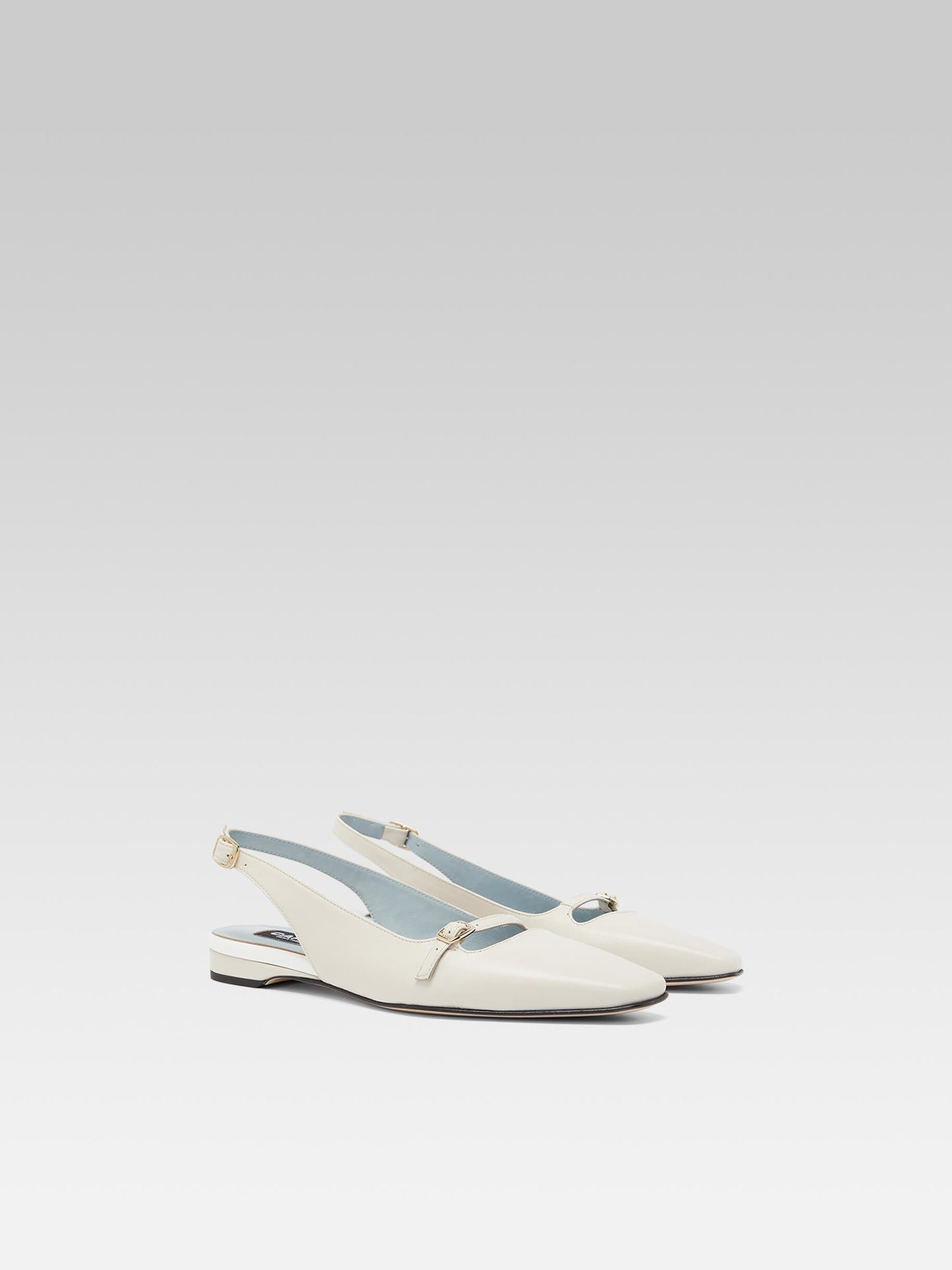 Ninon - Ivory leather slingback ballerinas