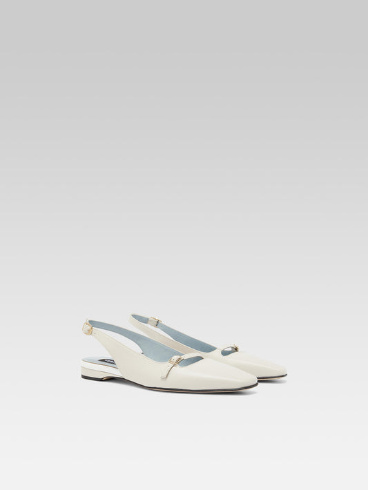 Ninon - Ivory leather slingback ballet flats - Image number 4