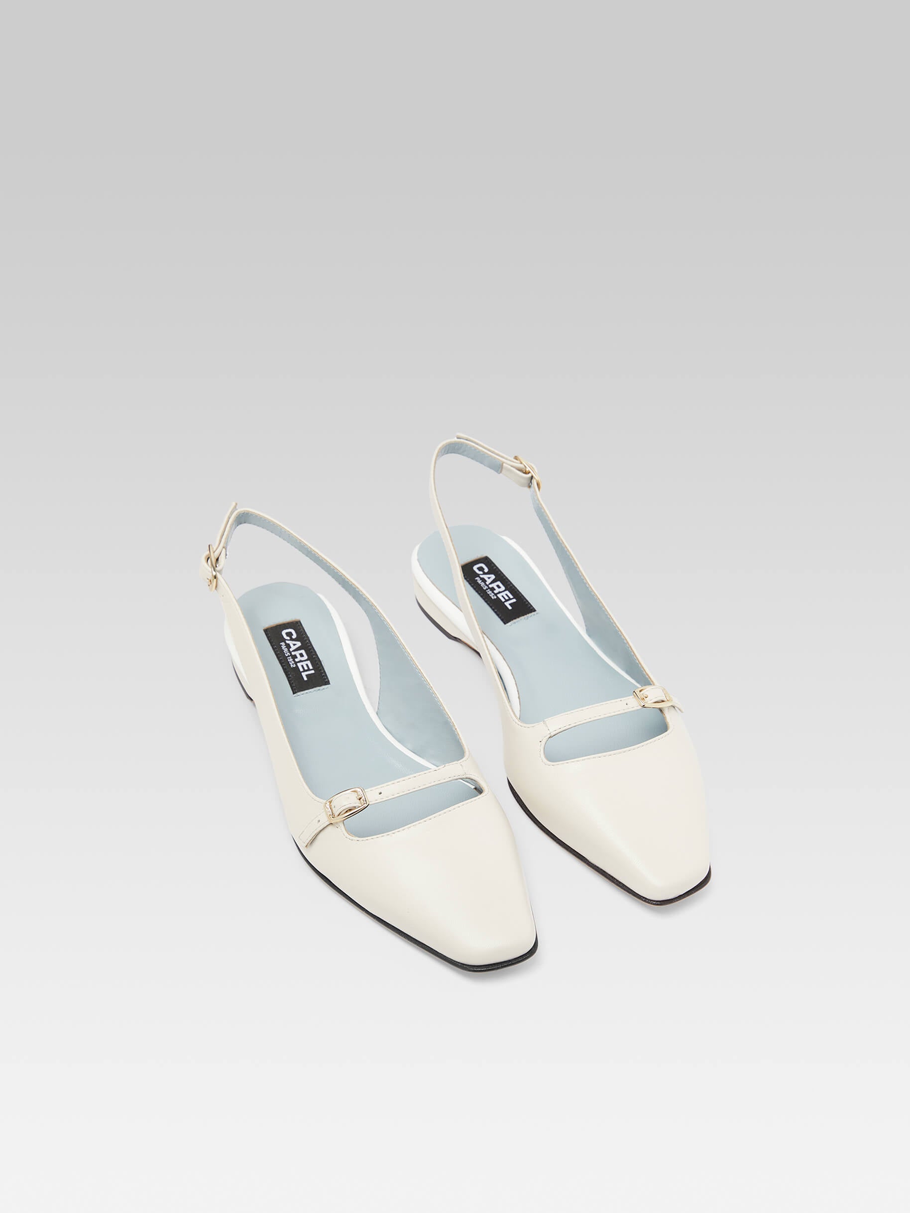 Ninon - Ivory leather slingback ballerinas - Image number 3