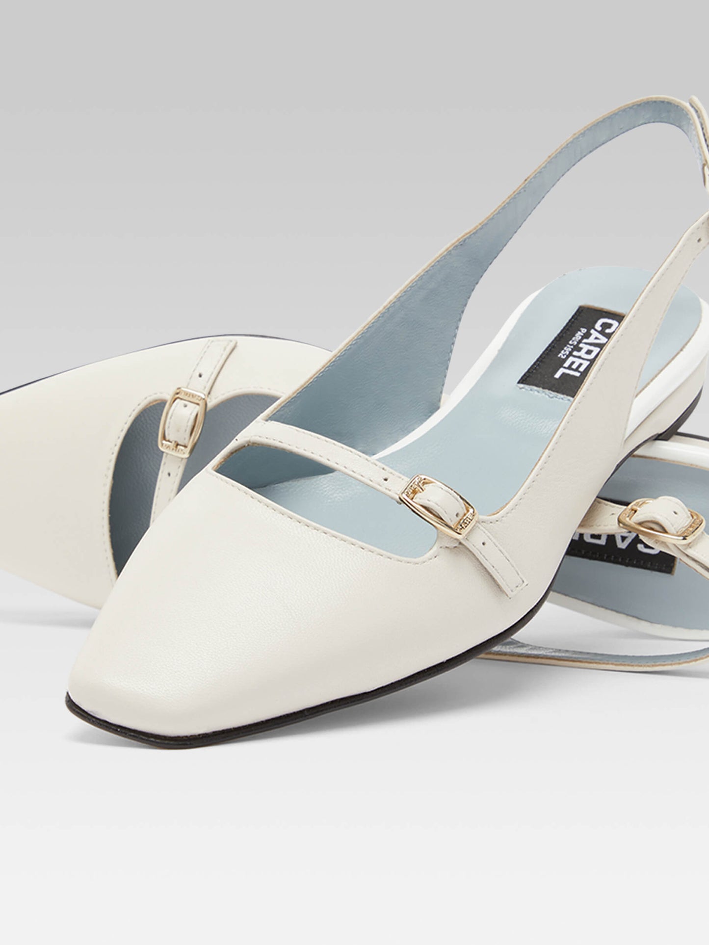 Ninon - Ivory leather slingback ballerinas