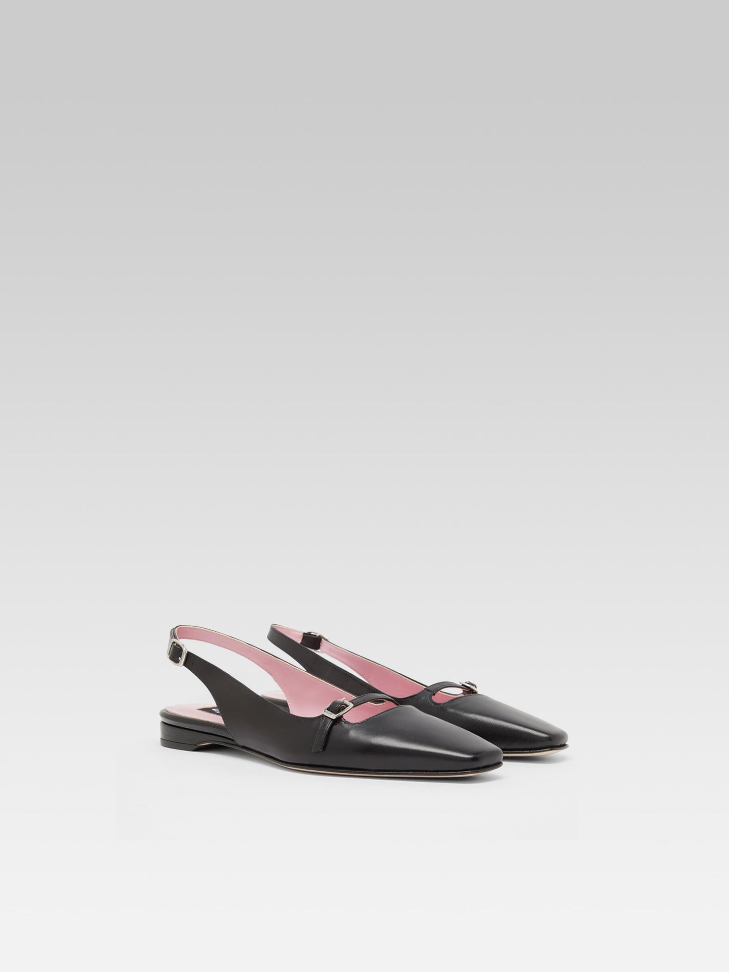 Ninon - Black leather slingback ballerinas