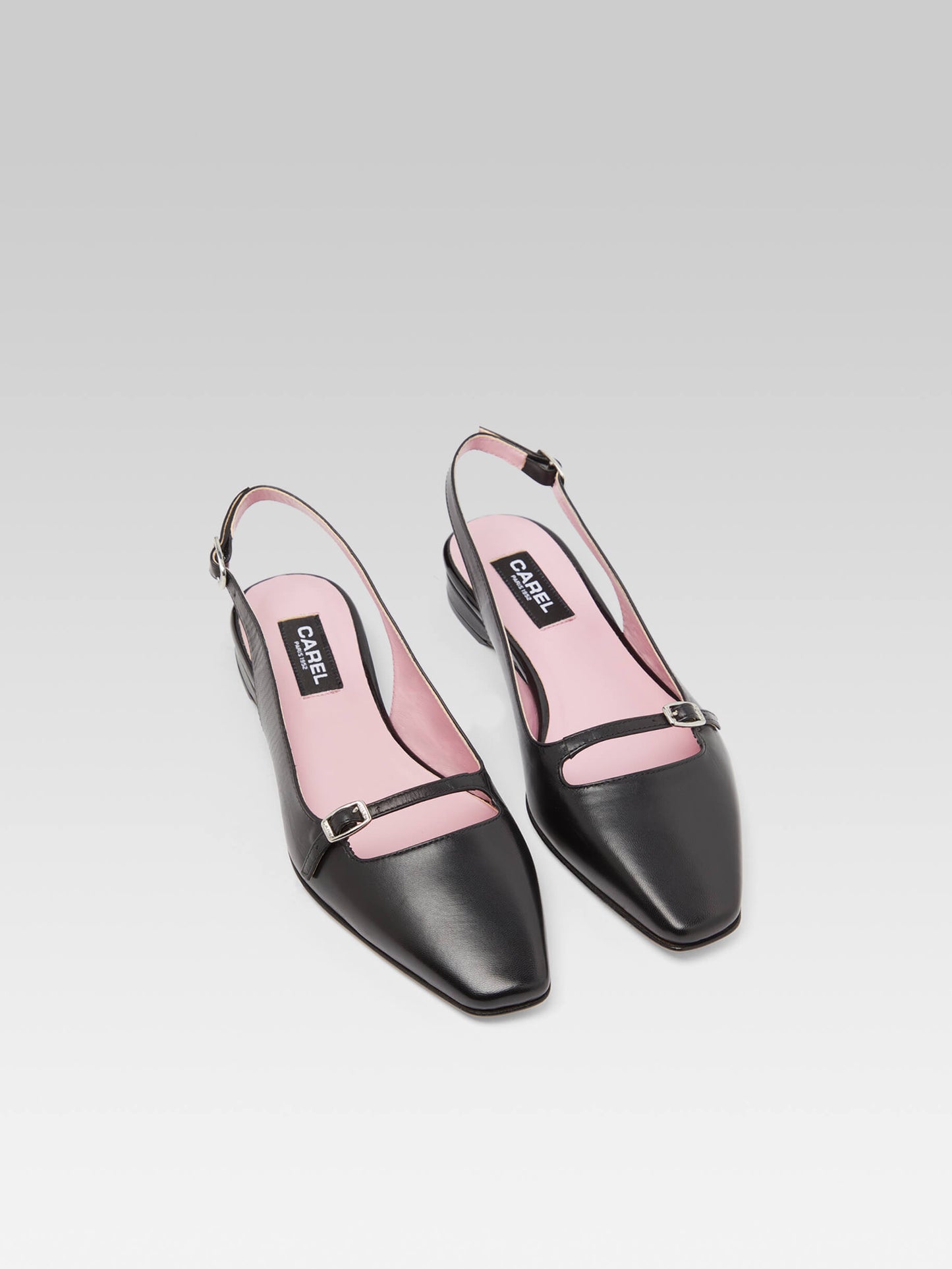 Ninon - Black leather slingback ballerinas