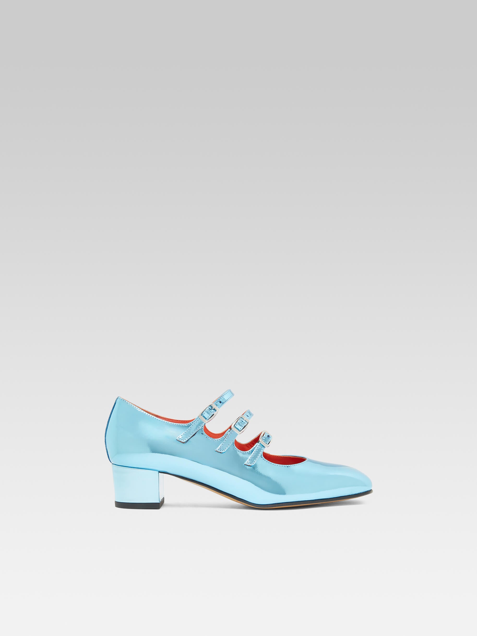 Kina - Lagoon blue reflex leather Mary Janes pumps