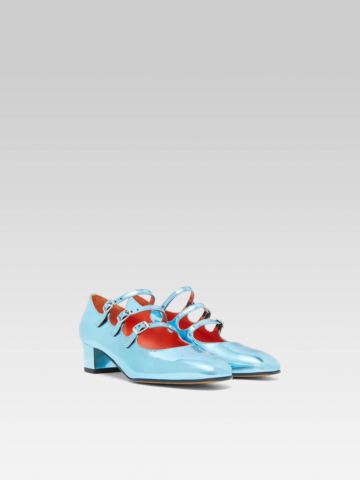 Kina - Lagoon blue reflex leather Mary Janes pumps