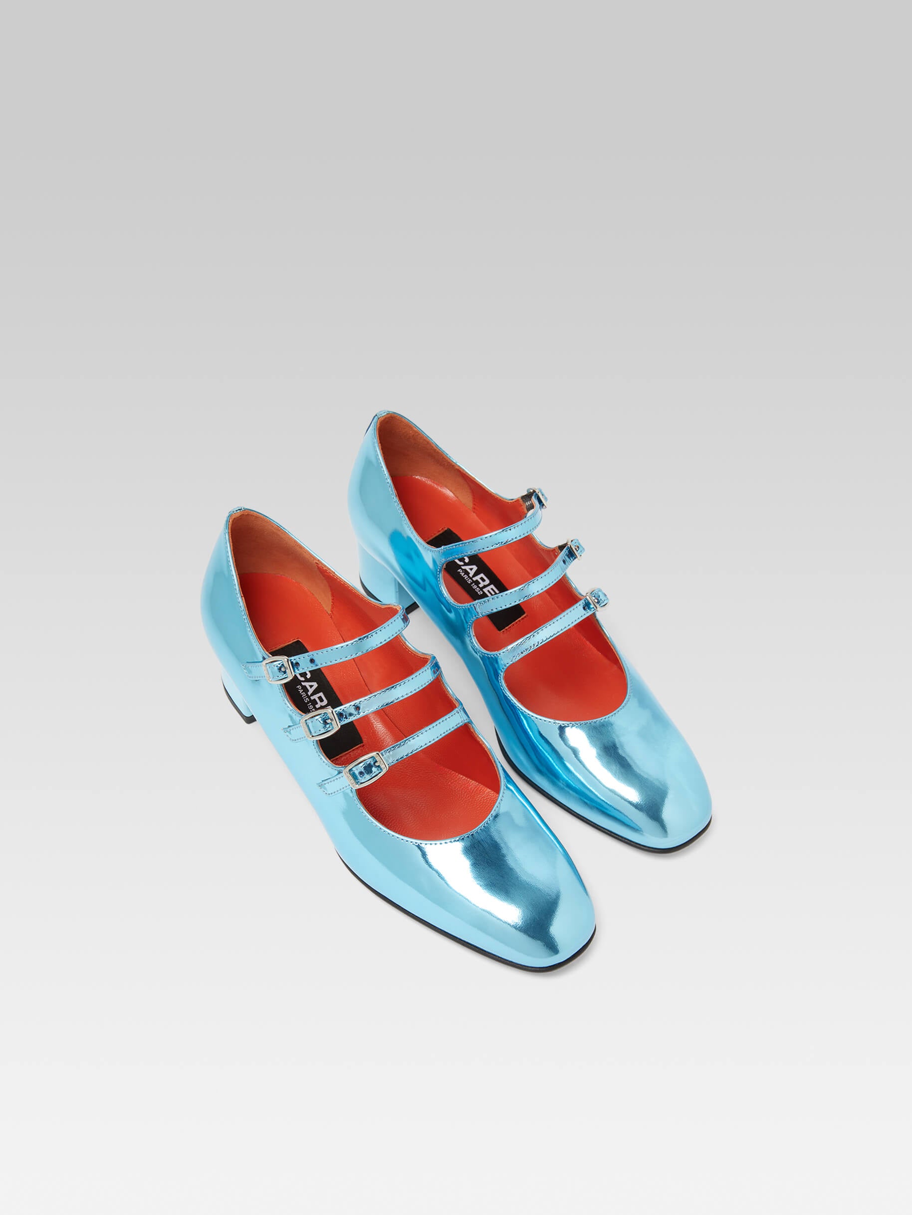 Kina - Lagoon blue reflex leather Mary Janes pumps - Image number 3