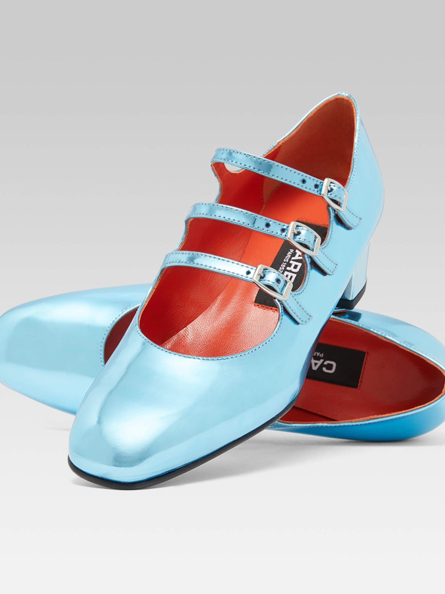 Kina - Lagoon blue reflex leather Mary Janes pumps