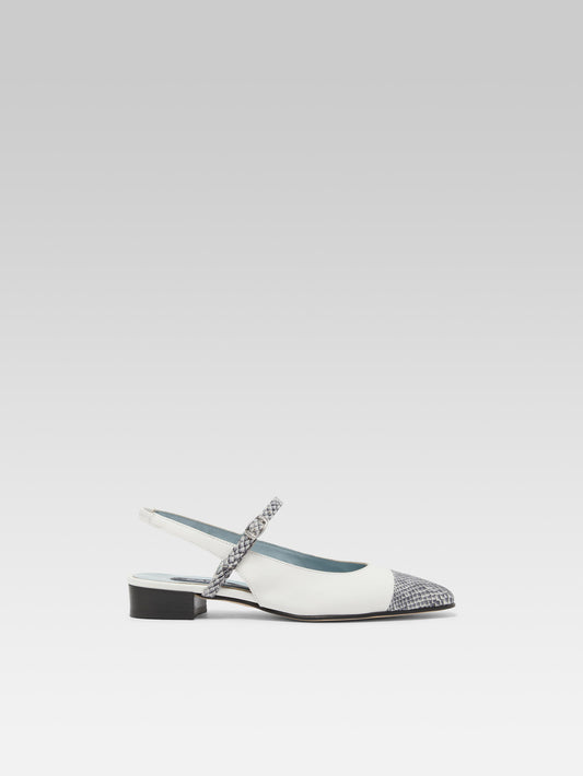 Oceano - Ivory leather and grey print slingback