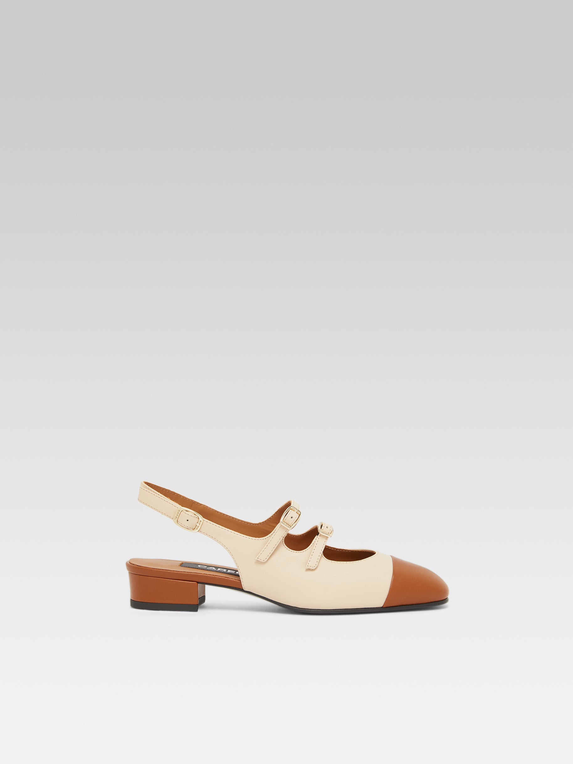 Abricot Beige and brown leather slingback Mary Janes