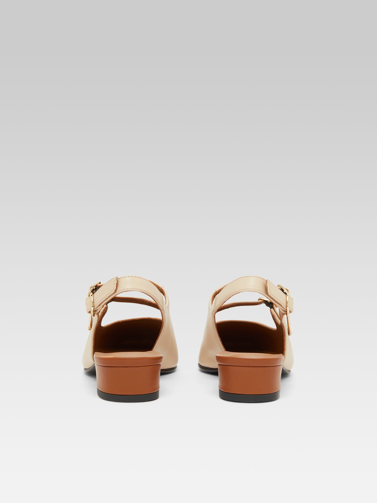 Abricot - Beige and brown leather slingback Mary Janes