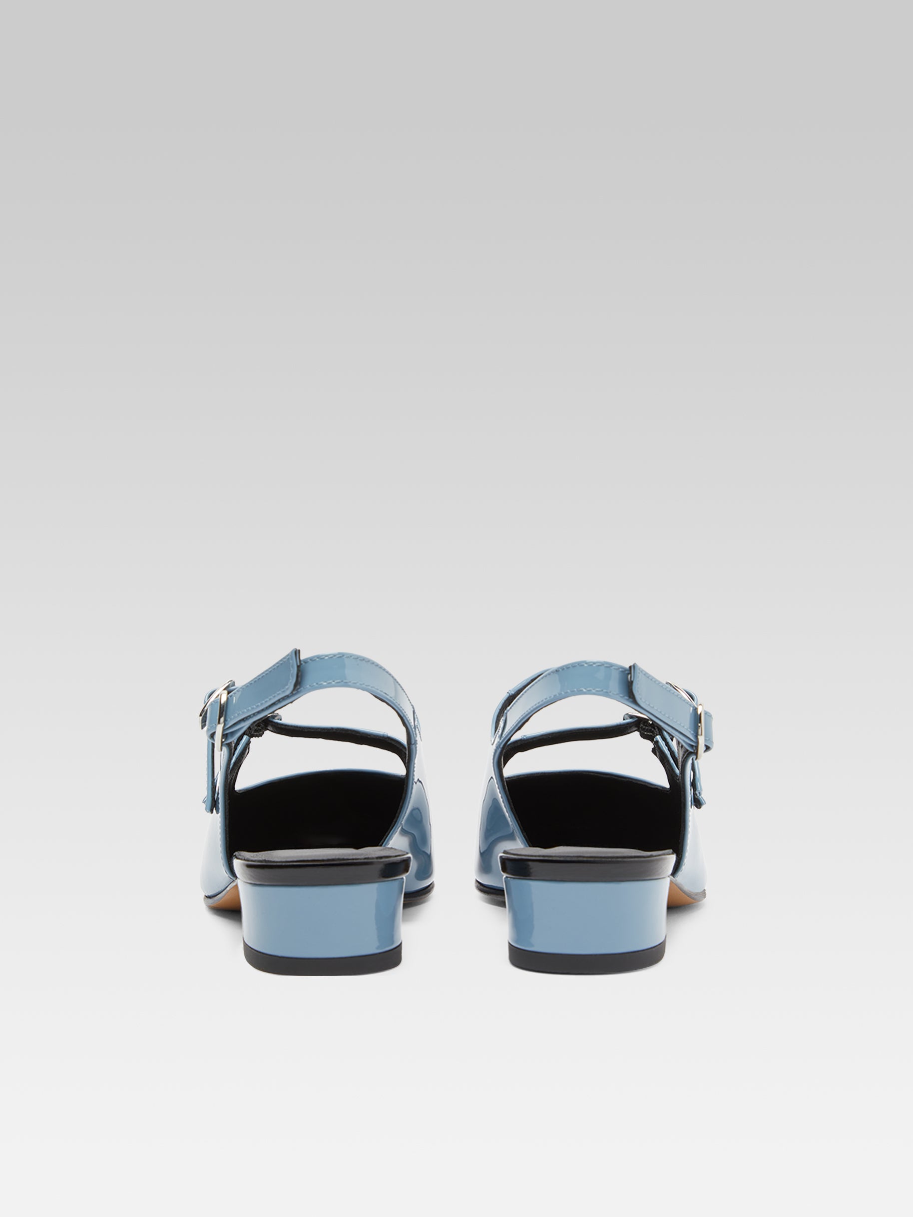 Abricot - Babies slingback cuir verni bleu gris et noir - Image numéro 5