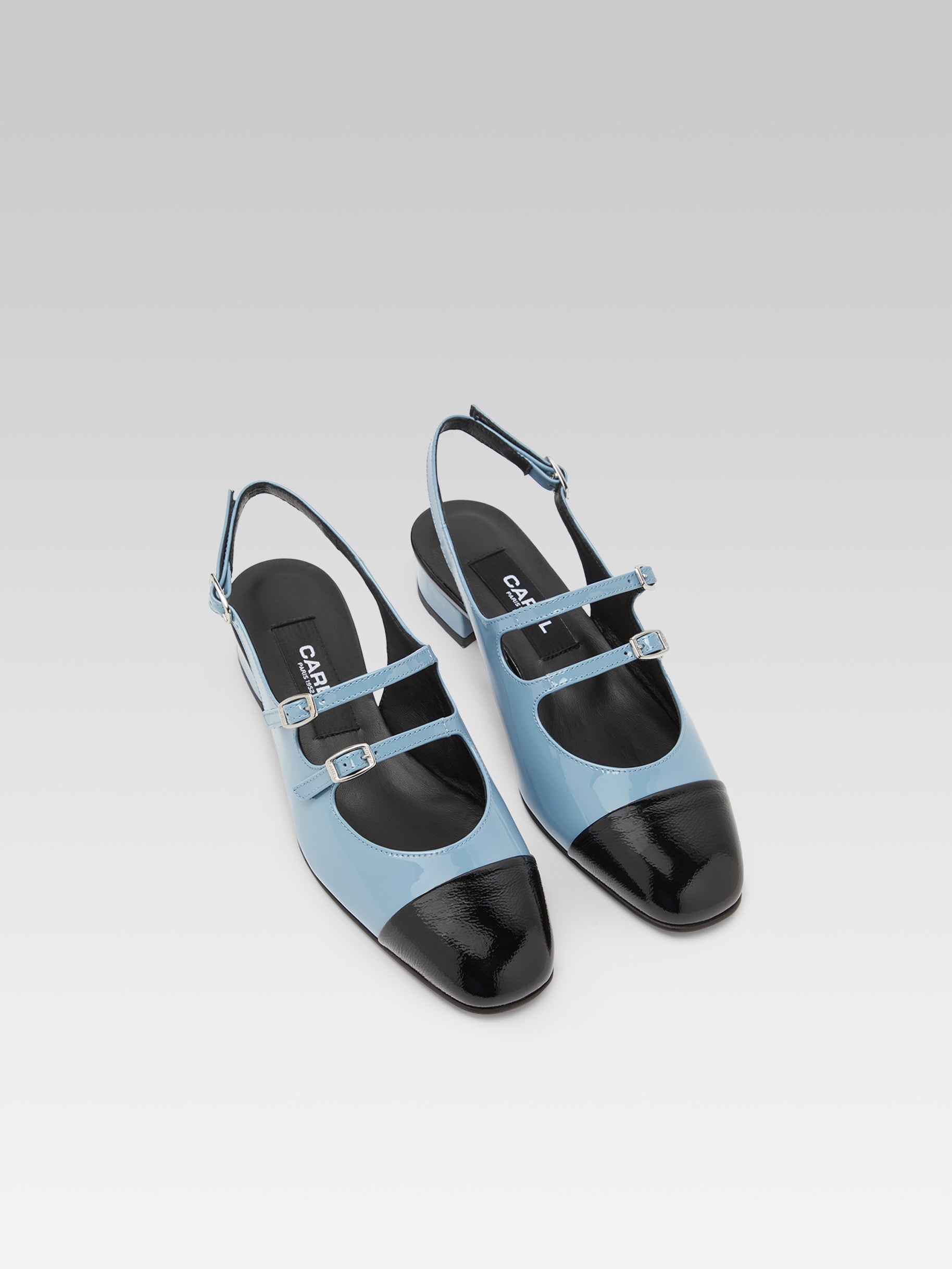 Abricot - Mary janes slingback patent leather blue gray and black - Image number 3