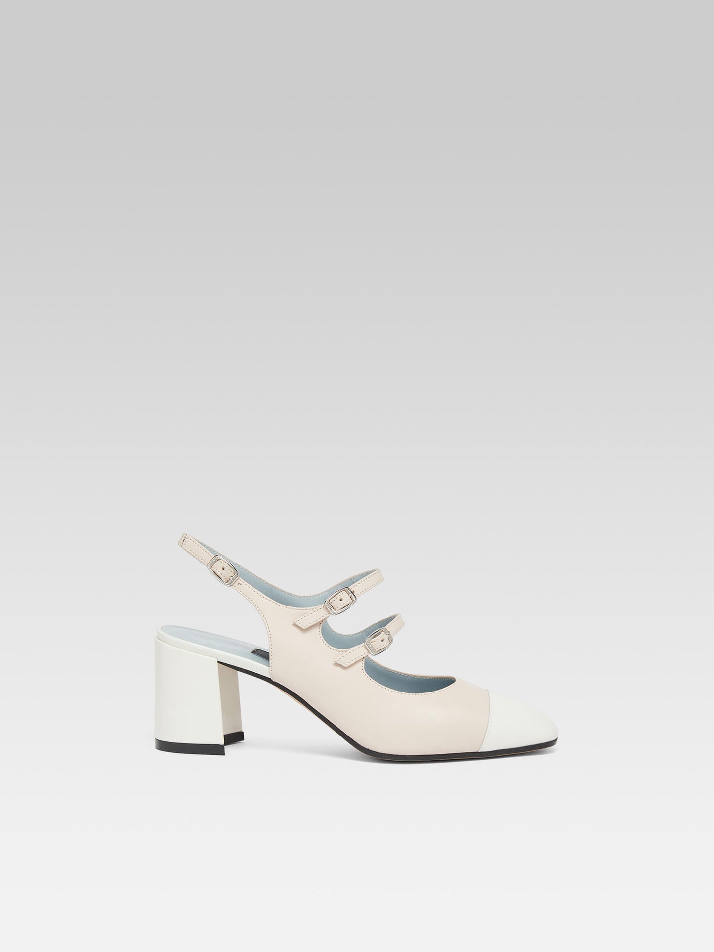 Papaya - Babies slingback cuir nude et cuir verni blanc