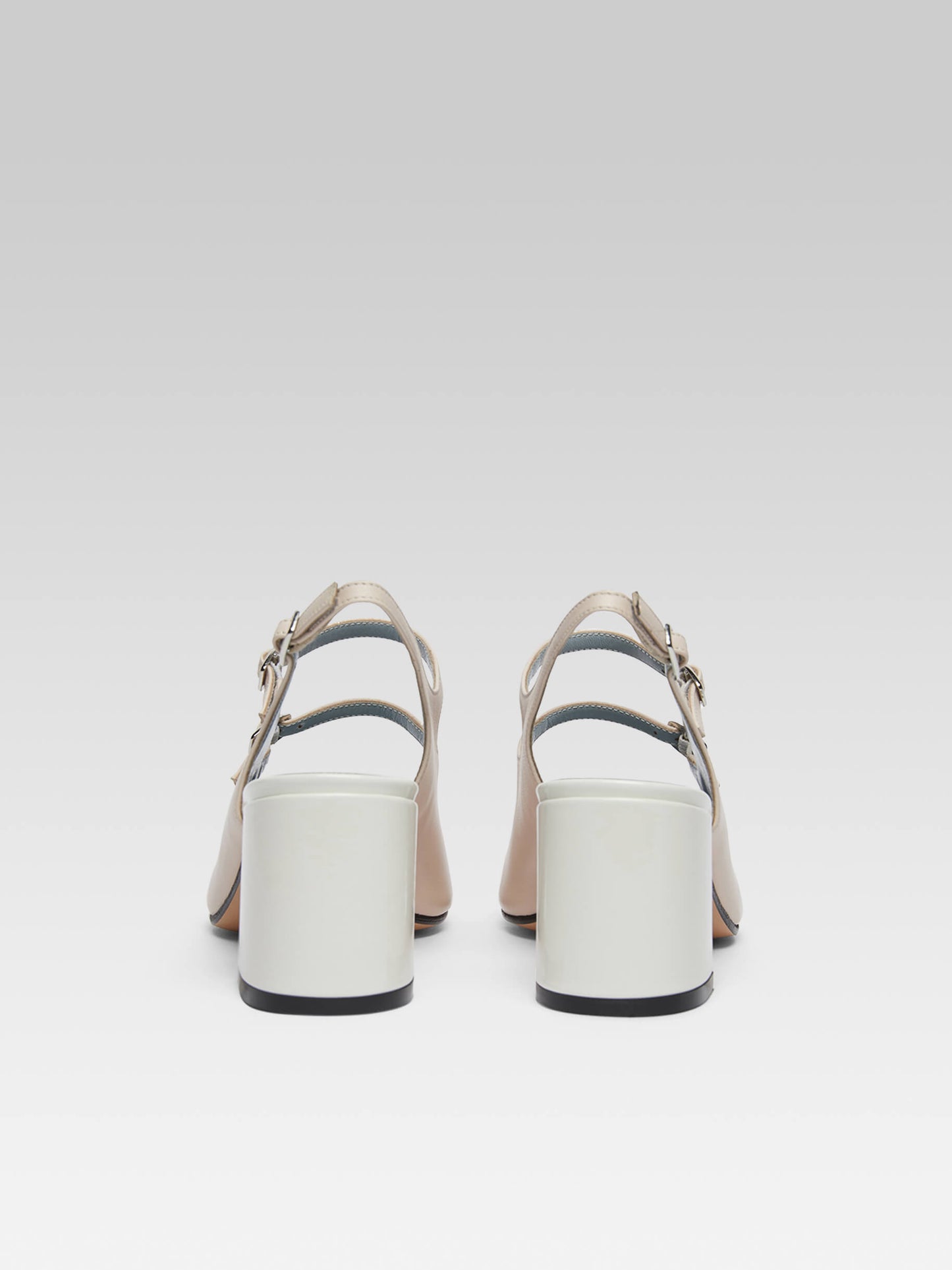 Papaya - Babies slingback cuir nude et cuir verni blanc