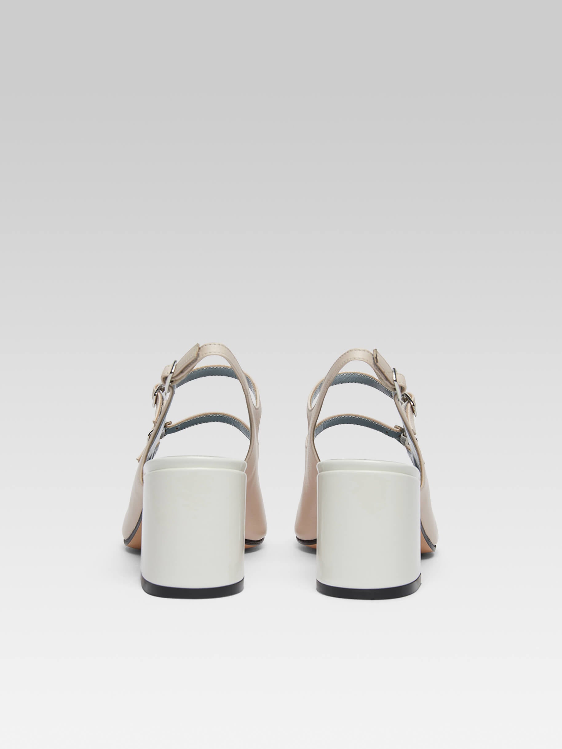 Papaya - Babies slingback cuir nude et cuir verni blanc - Image numéro 4