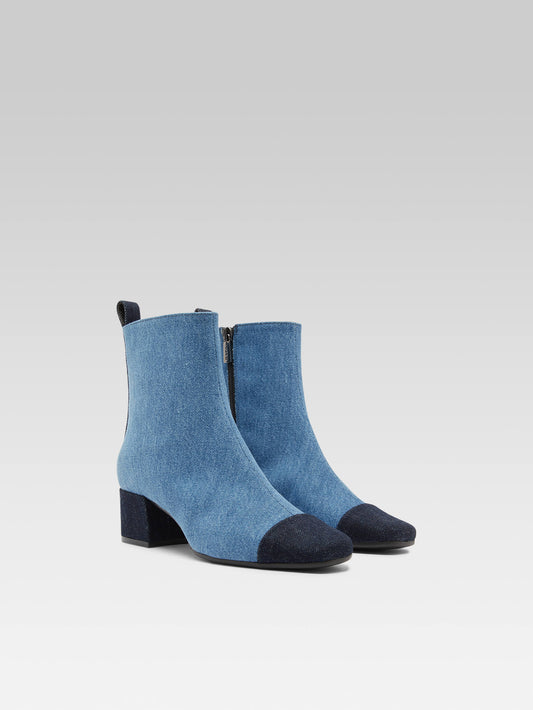 Estime - Two-tone blue denim fabric ankle boots - Image number 2