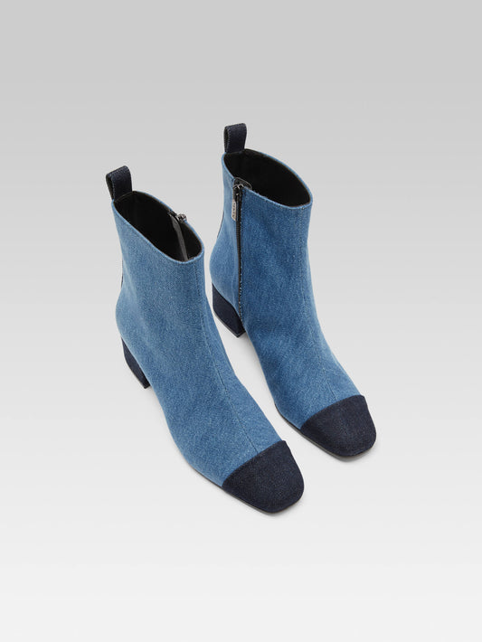 Estime - Two-tone blue denim fabric ankle boots - Image number 4