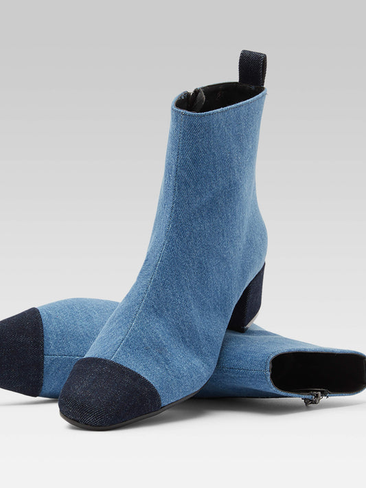 Estime - Two-tone blue denim fabric ankle boots - Image number 5