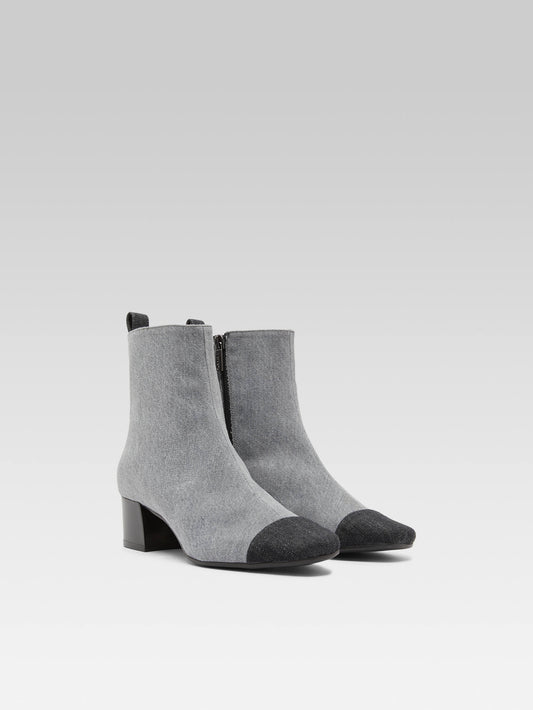 Estime - Two-tone gray denim fabric ankle boots - Image number 2