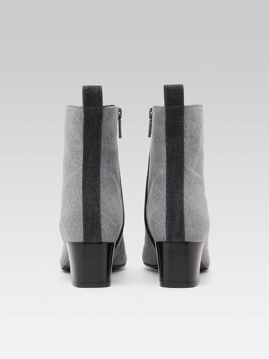 Estime - Two-tone gray denim fabric ankle boots - Image number 3