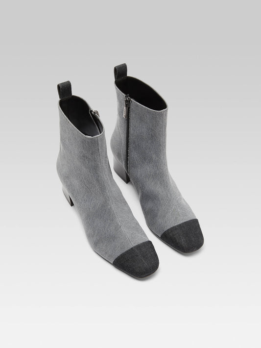 Estime - Two-tone gray denim fabric ankle boots - Image number 4