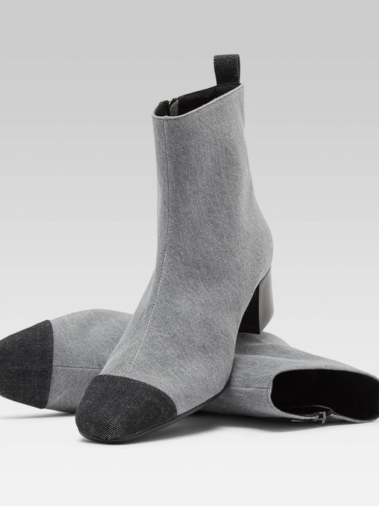 Estime - Two-tone gray denim fabric ankle boots - Image number 5