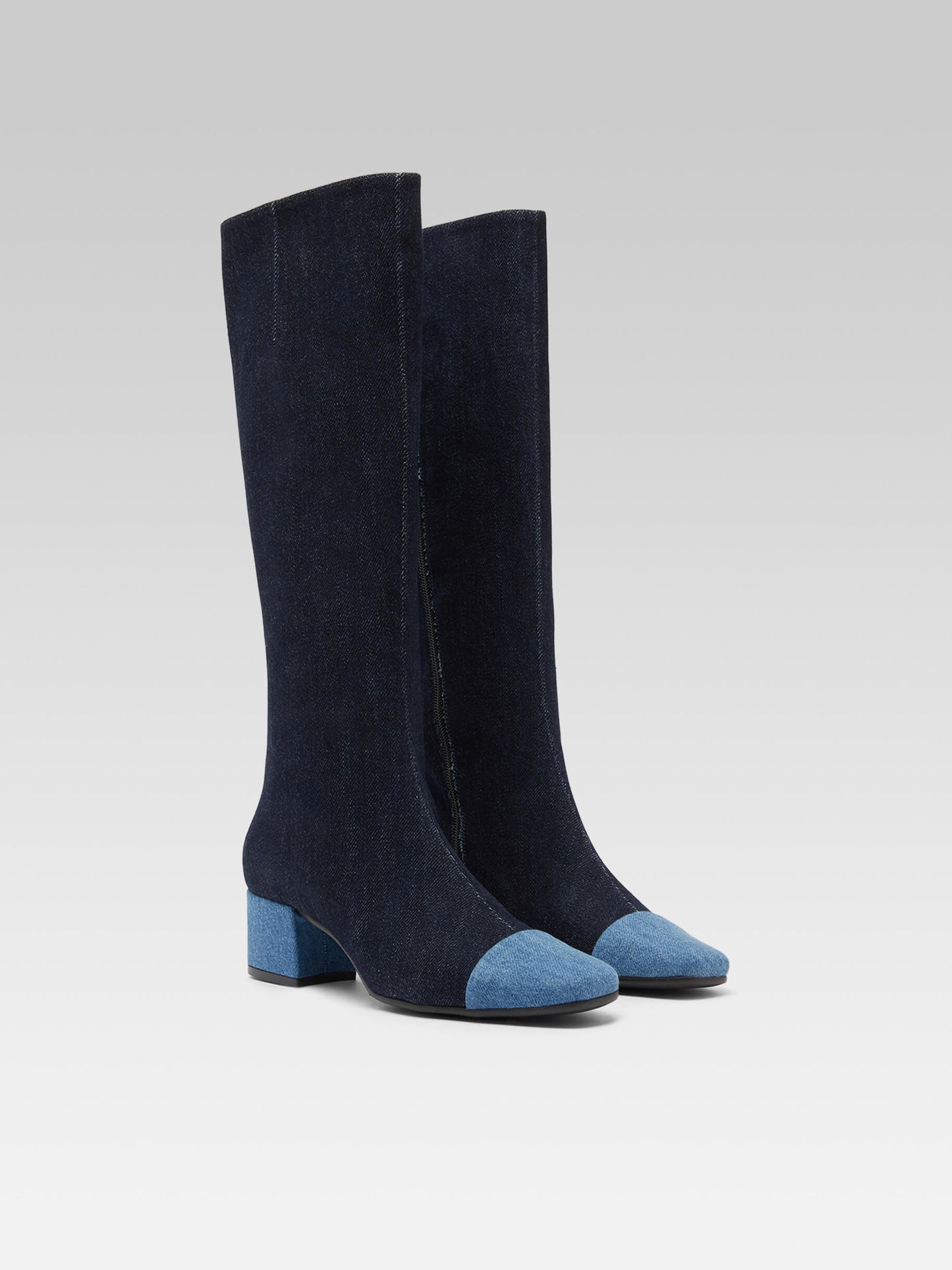 Malaga - Bottes bicolores tissu jean bleu