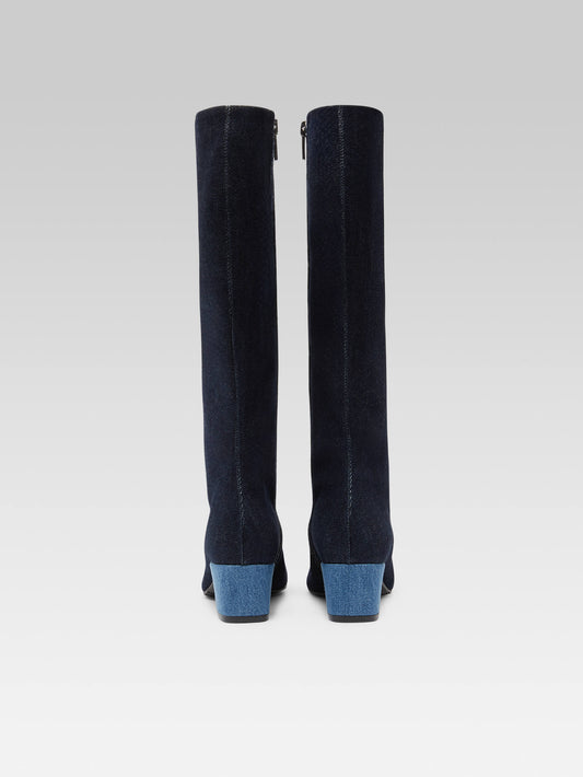 Malaga - Two-tone blue denim fabric boots - Image number 4