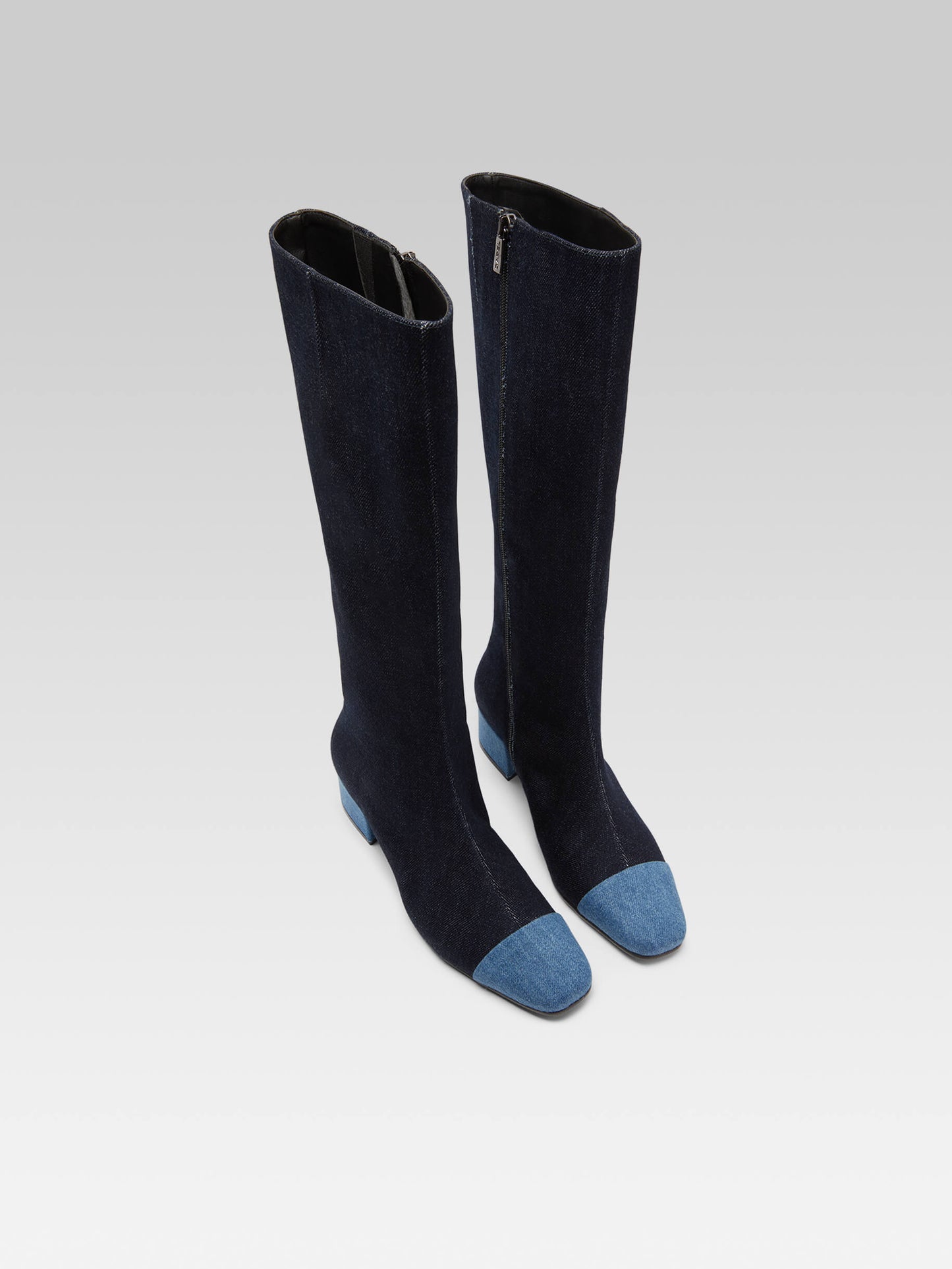 Malaga - Two-tone blue denim fabric boots