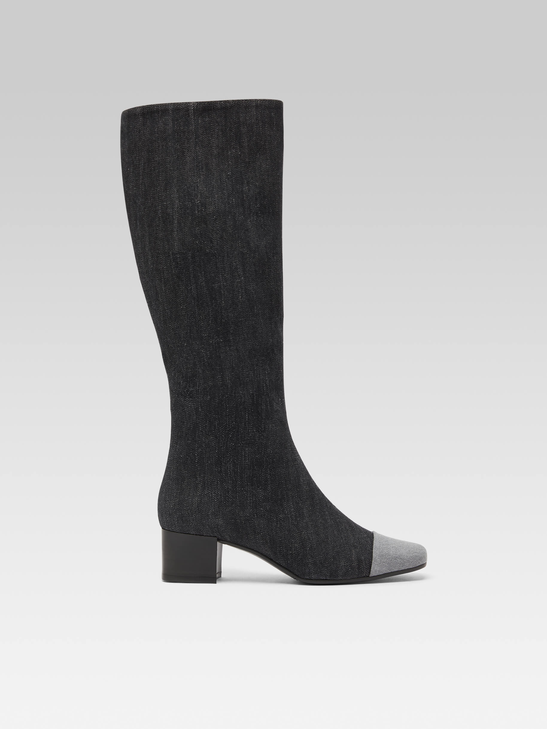 Malaga - Two-tone gray denim fabric boots