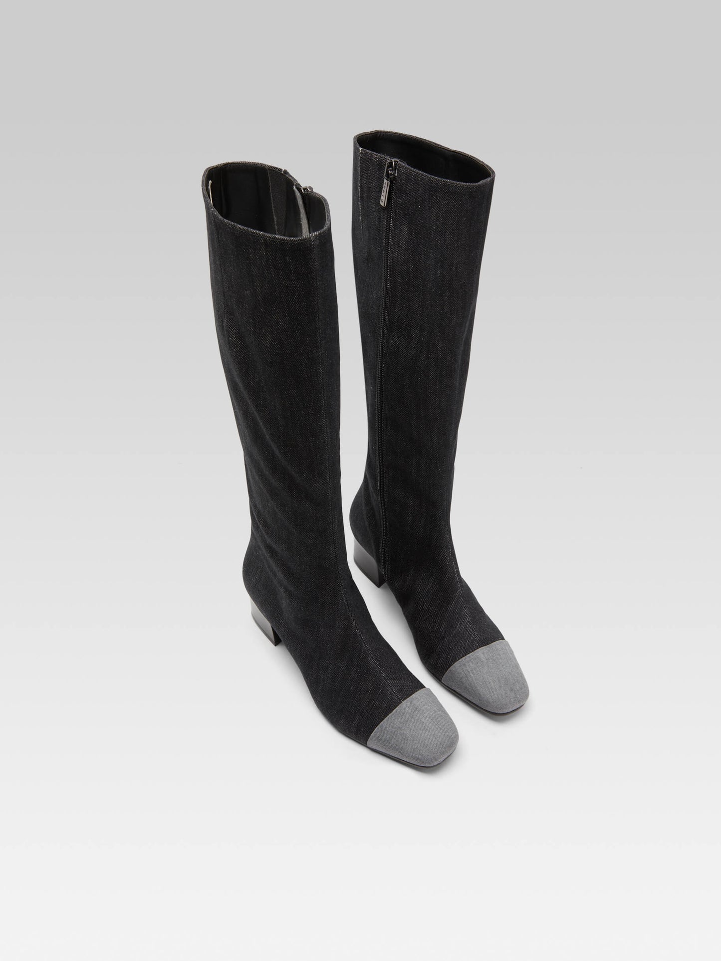 Malaga - Two-tone gray denim fabric boots