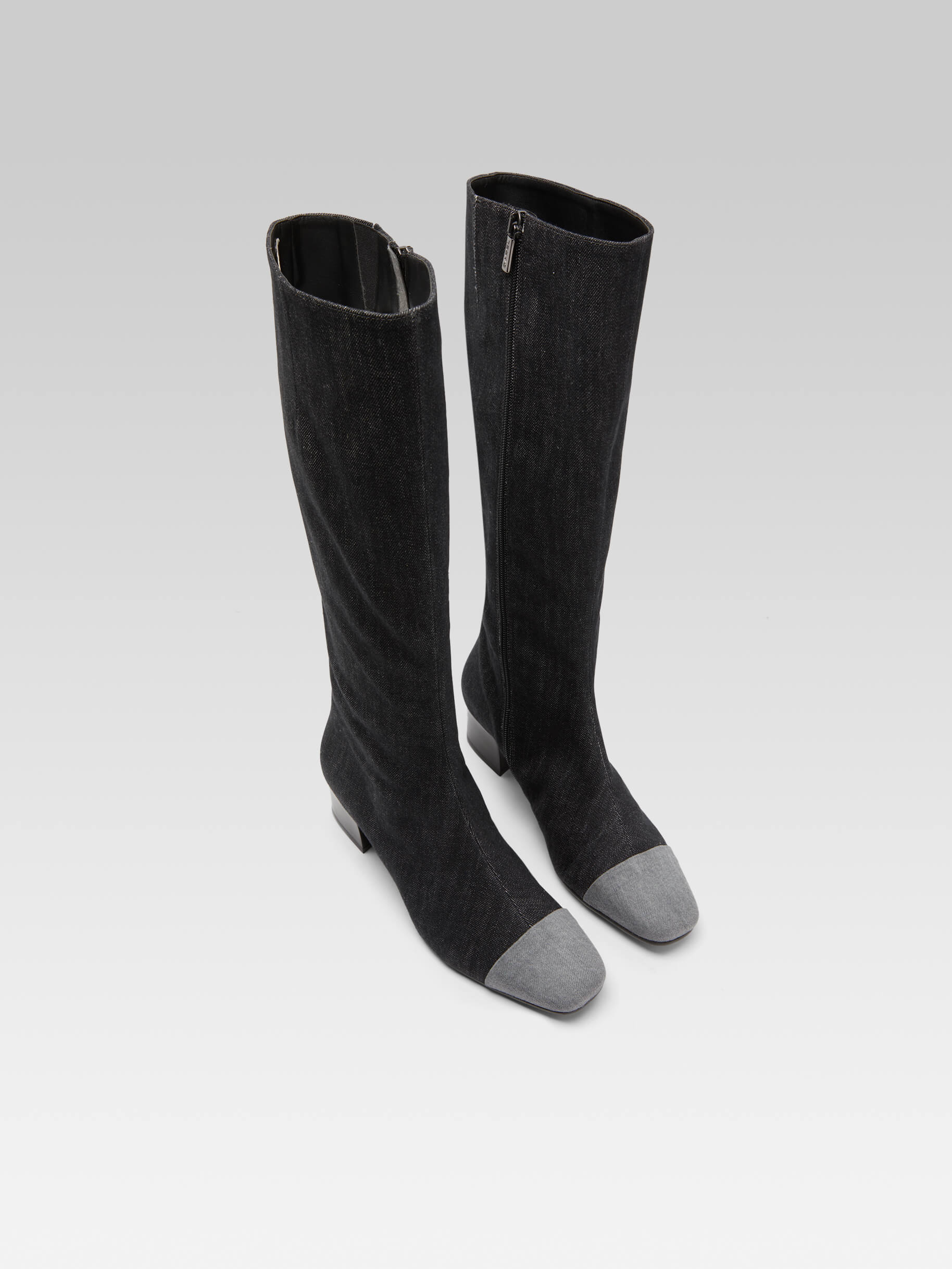 Malaga - Two-tone gray denim fabric boots - Image number 4