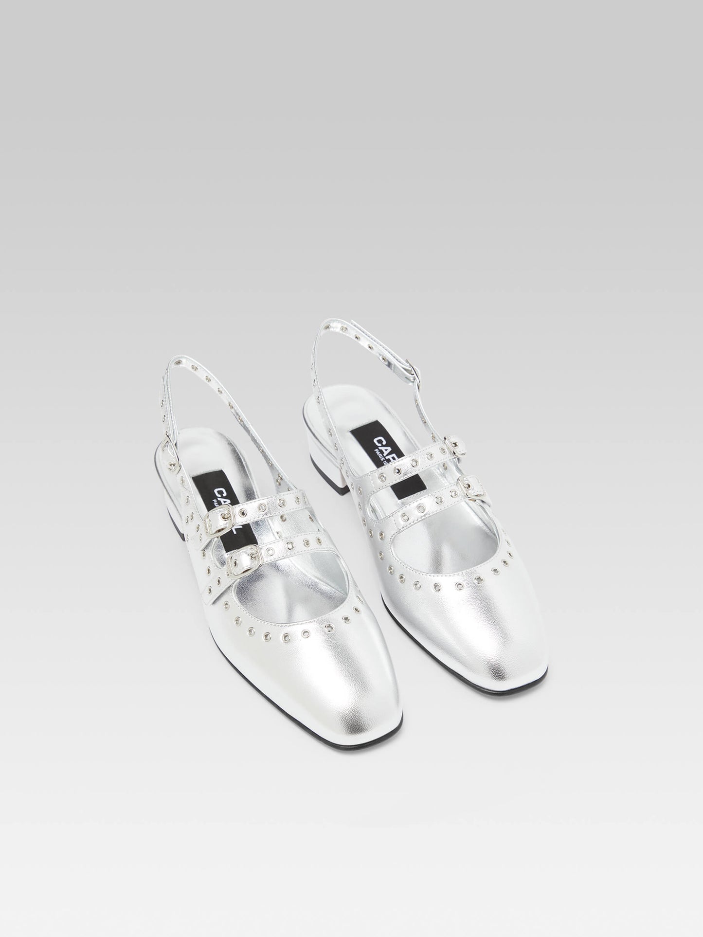 Queen - Babies slingback cuir argent à oeillets