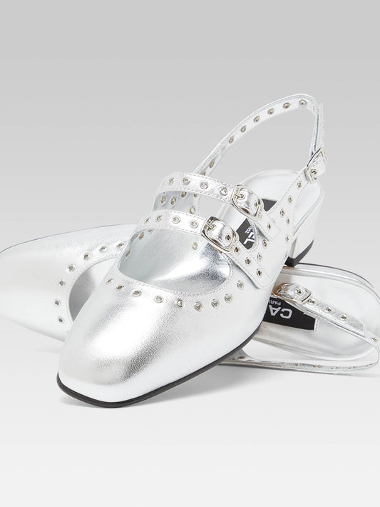 Queen - Silver leather eyelets slingback Mary Janes - Image number 5