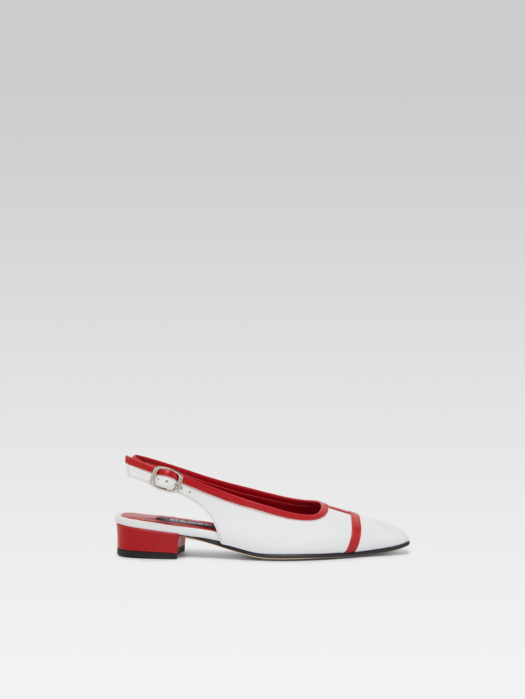 Elisa - White and red leather slingback ballet flats - Image number 1