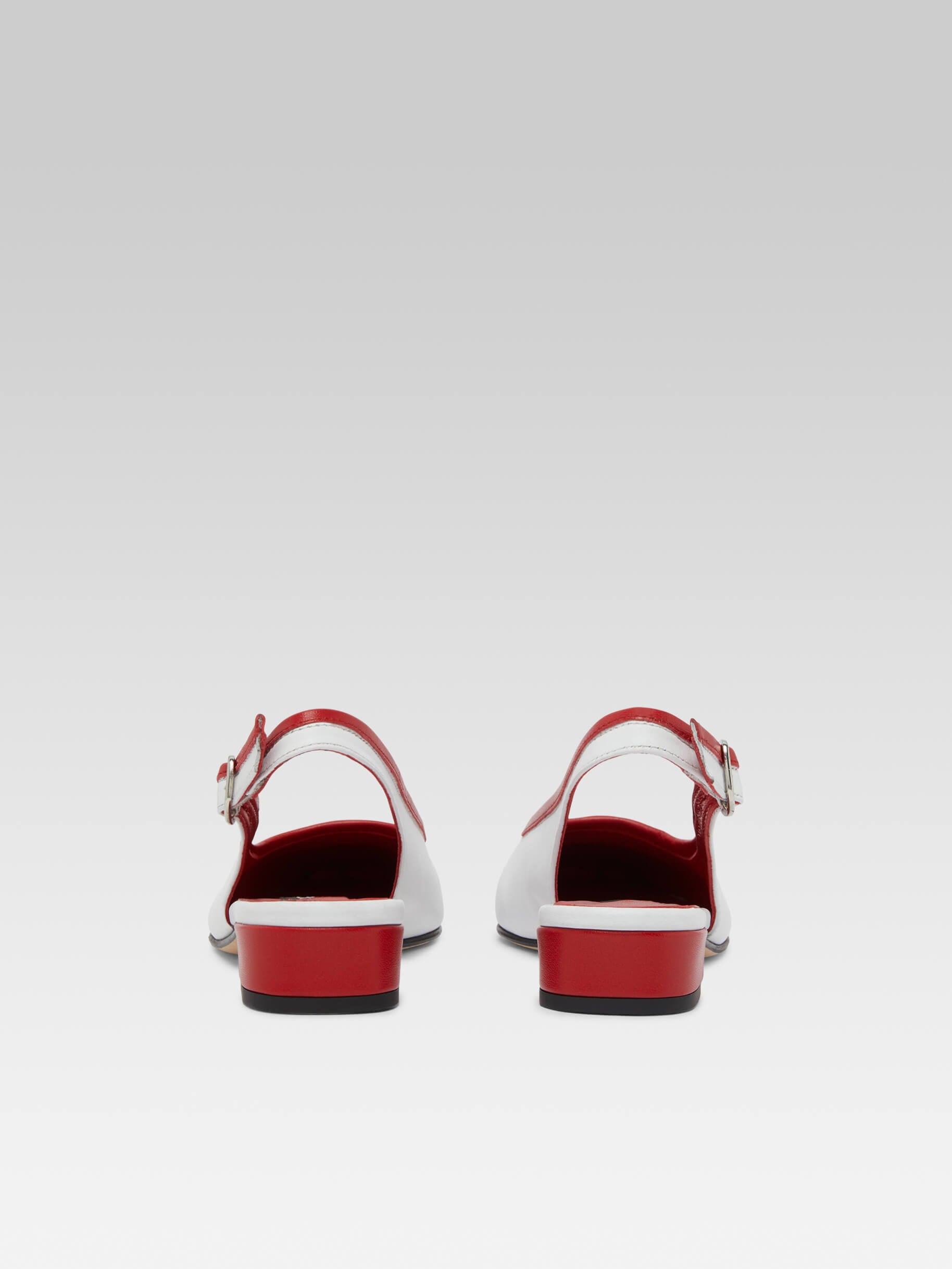 Elisa - White and red leather slingback ballet flats - Image number 5