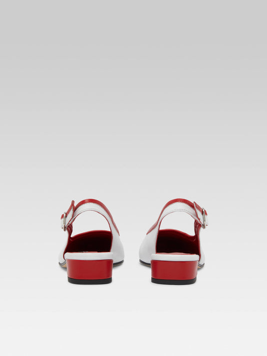 Elisa - Ballerines slingback cuir blanc et rouge - Image numéro 5