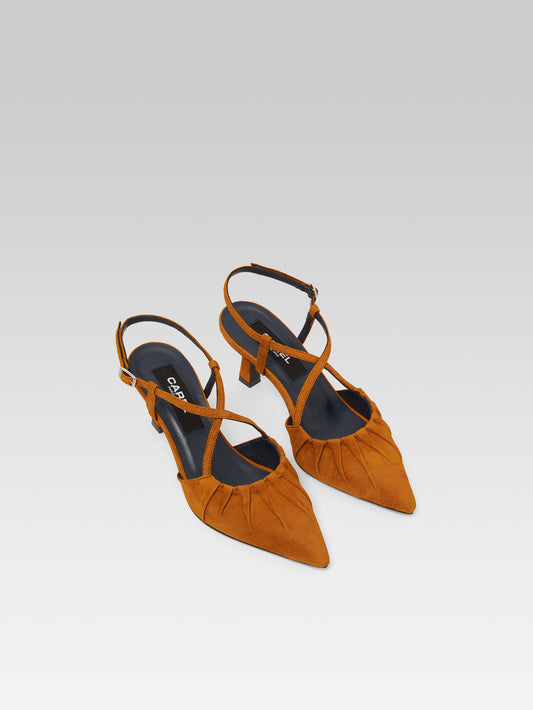 Neri - Camel upcycled suede slingback pumps - Image number 3