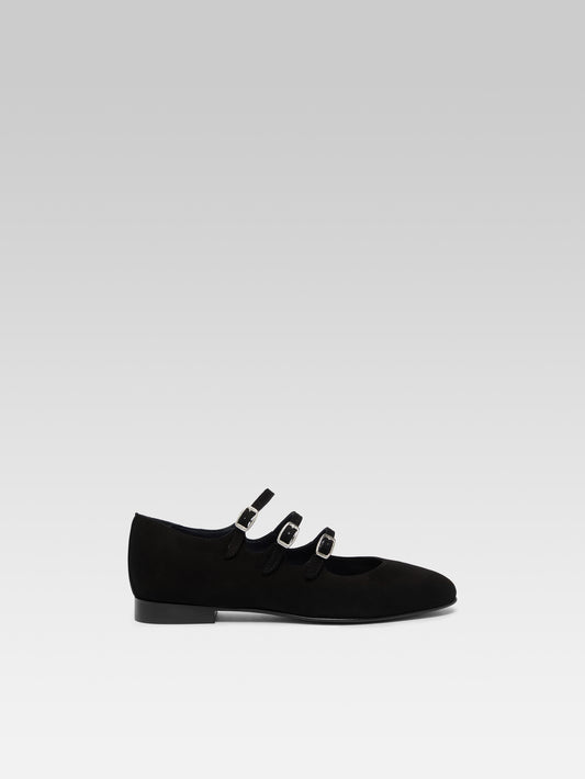 Ariana s - Black suede leather Mary Janes ballet flats