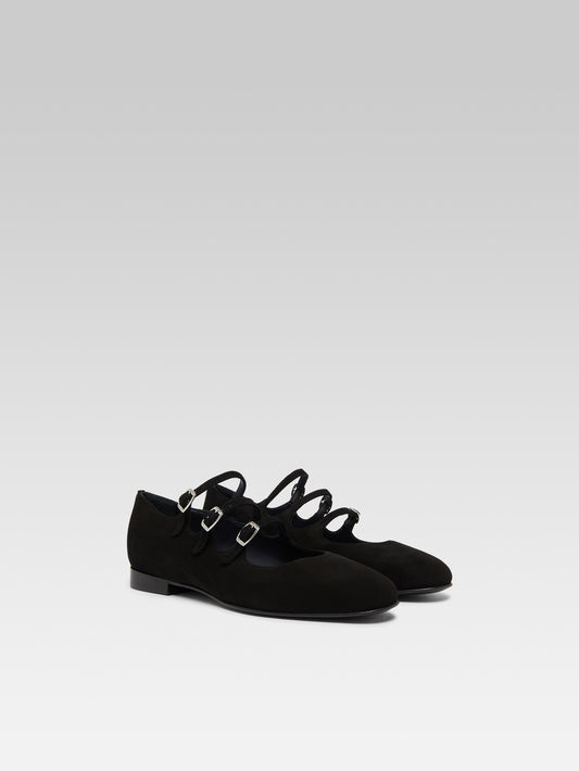 Ariana s - Black suede leather Mary Janes ballet flats - Image number 2