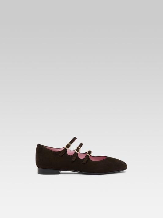 Ariana s - Brown suede leather Mary Janes ballet flats