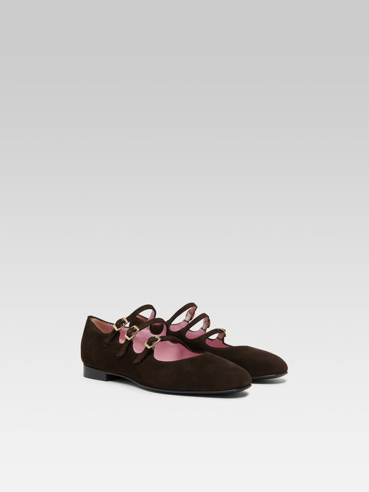 Ariana s - Brown suede leather Mary Janes ballet flats - Image number 2