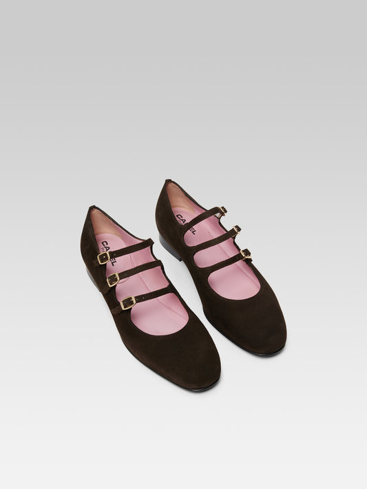 Ariana s - Brown suede leather Mary Janes ballet flats - Image number 3